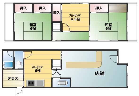天秤丸町レトロ喫茶店舗の間取り
