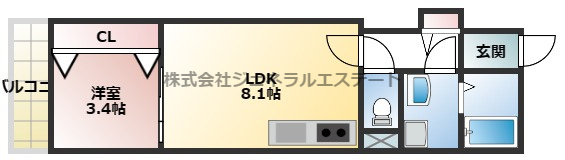 アート萱島East　Bの間取り