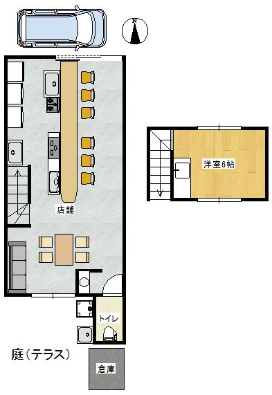 鷺山店舗の間取り