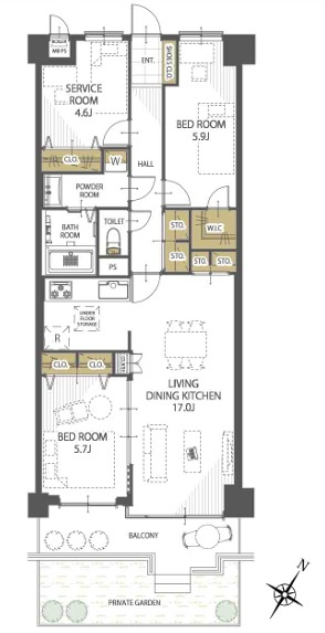 ライオンズマンション上福岡第3の間取り|広々としたLDK