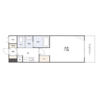 【間取り】 | エヴァステージ梅田WEST | 【間取り図】約24.15㎡の1K！
