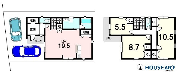 売土地　大東市南楠の里町　A号地(建築条件付き更地)の参考プラン