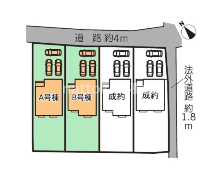 富士市厚原Ⅱ　新築戸建　全4棟　B号棟の区画図|最終２棟です。