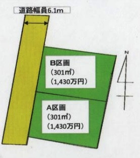坂戸市中小坂　建築条件なし売地　東武東上線『鶴ヶ島駅』徒歩41分　【上谷小学区】の区画図