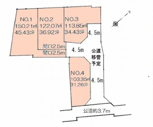【土地図】 | 【仲介手数料０円】秦野市今川町　土地（売地）全4区画 | 秦野市今川町　土地（売地）全4区画
