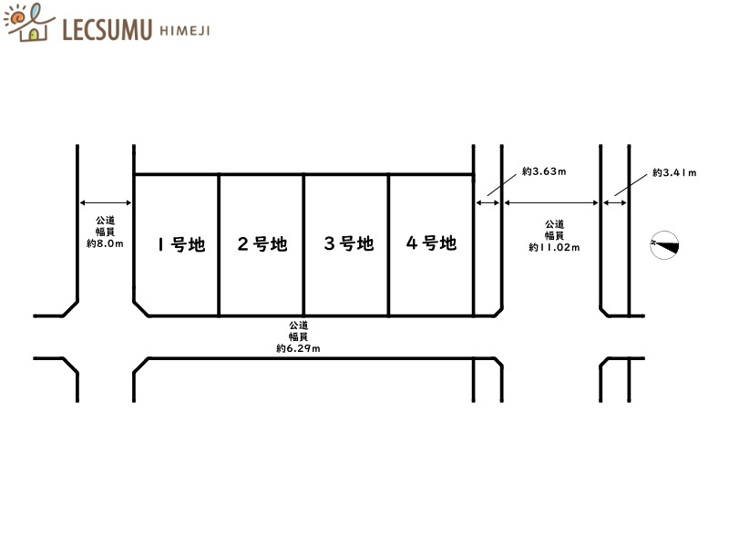 姫路市大津区天神町２丁目／４区画の区画図