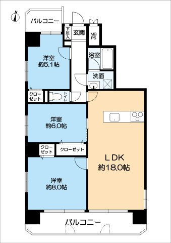 ライオンズマンション六甲口の間取り|３LDK・価格４，４８０万円・JR東海道線　六甲道まで徒歩３分・南西角部屋・日当たり良好・令和５年１０月リノベーション完了済み