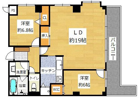 生駒市仲之町の賃貸マンションの間取り
