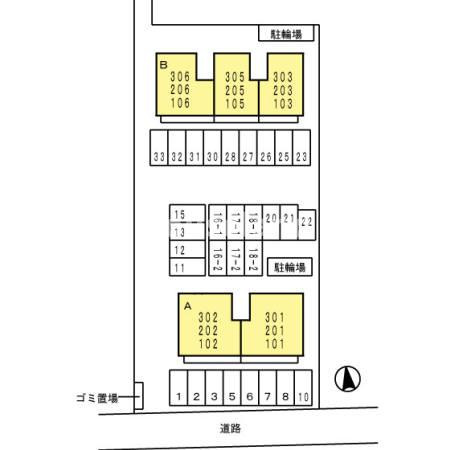コリド黒田 B棟の駐車場