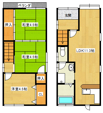 野田町８丁目貸家の間取り