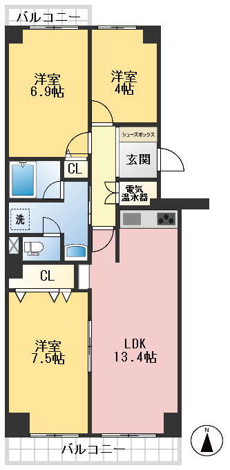 ユニハイム千里丘1号棟の間取り
