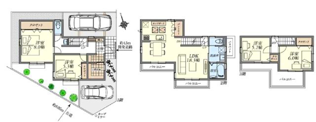 三鷹市北野３丁目 京王線 仙川駅 新築戸建の間取り