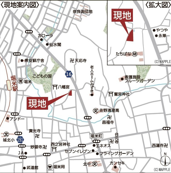 新築戸建・建売　佐野市堀米町第16　Cradle Gaeden　全4棟の地図