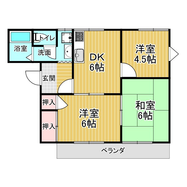 メゾン山下の間取り|3DKです