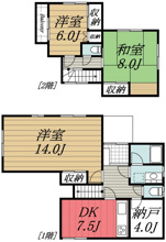 【間取り】 | みつわ台5丁目メゾネット/1-96