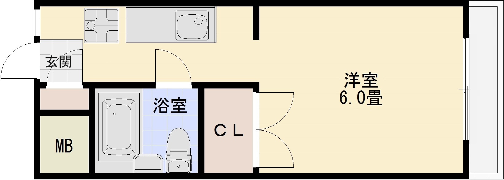 ハイツKYOYAの間取り|羽曳野市　ワンルーム