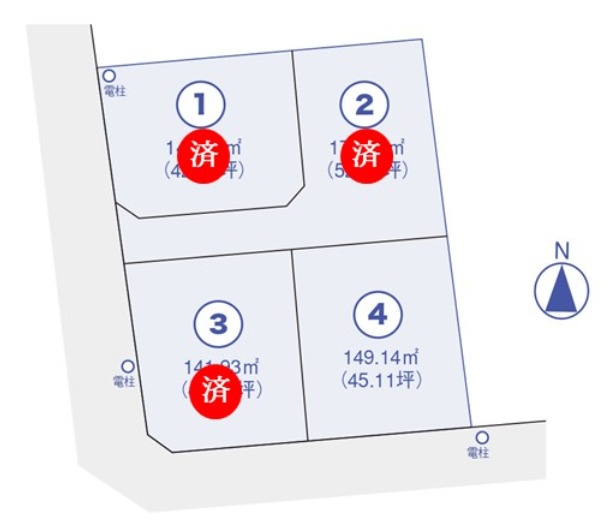 向日市上植野町浄徳の区画図|全4区画
