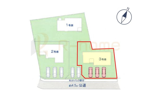 水戸市見川21期　新築戸建て　3号棟の区画図|大きなお買い物だからこそ、メリット・デメリットを伝えさせて頂きます。
R-homeにお任せください♪