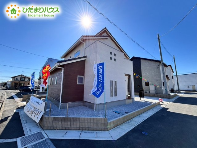 深谷市上柴町　新築一戸建て　フェリディアガーデン　02の外観|角地につき日当たり良好です☆