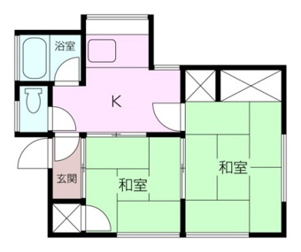 【間取り】2Kのコンパクトな間取り。一人暮らしにオススメ◎