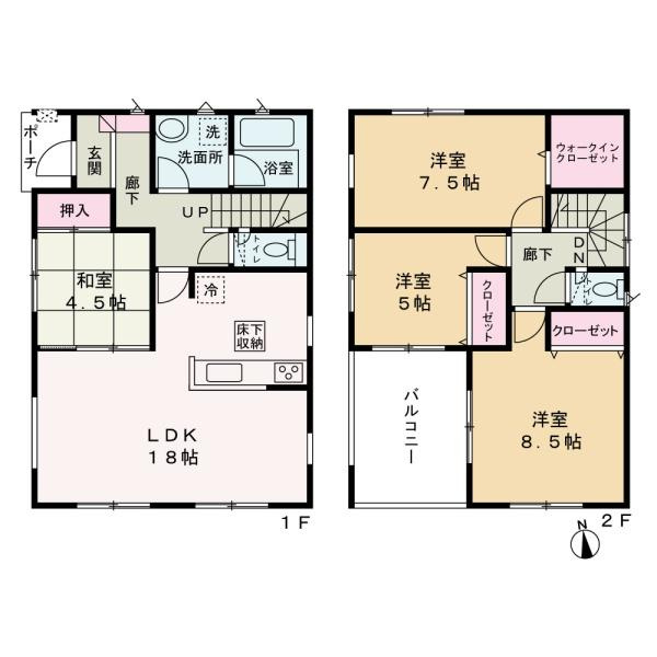 海南市多田の中古一戸建の間取り