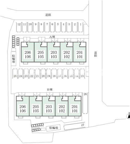 SKY　BLUE本館Aの区画図|配置図