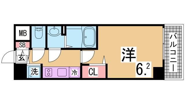 神戸市兵庫区羽坂通２丁目の賃貸マンションの間取り