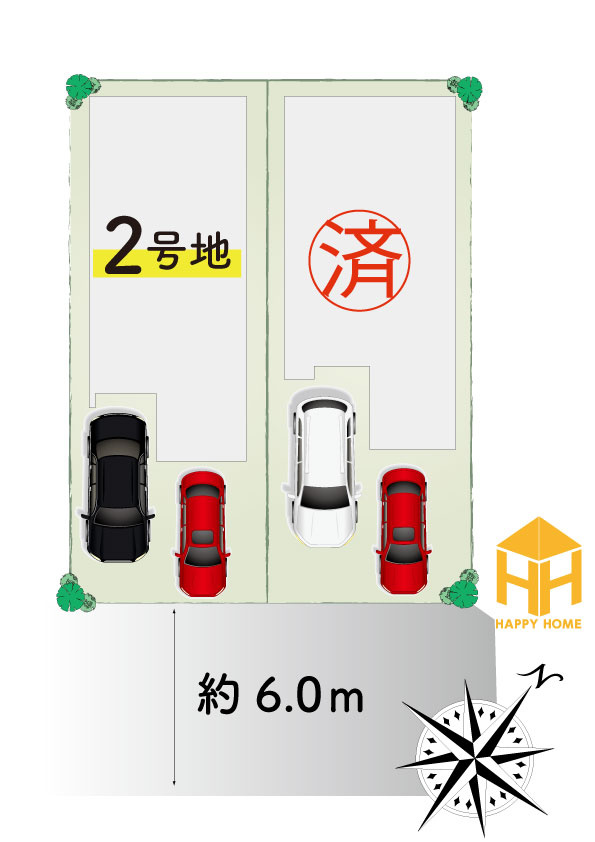尼崎市東園田町7丁目新築一戸建て│2LDK+2S│並列駐車2台可の区画図|全2区画の分譲地です。