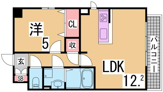 神戸市長田区苅藻通１丁目の賃貸マンションの間取り