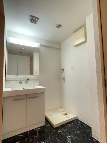 トミオコートの洗面所|室内洗濯機置き場、独立洗面化粧台