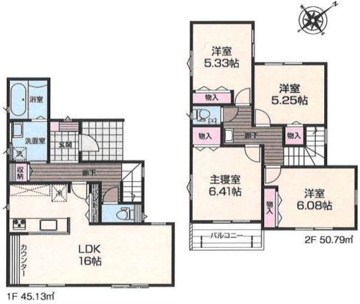 茅ヶ崎市今宿　未入居戸建　全8棟6号棟の間取り