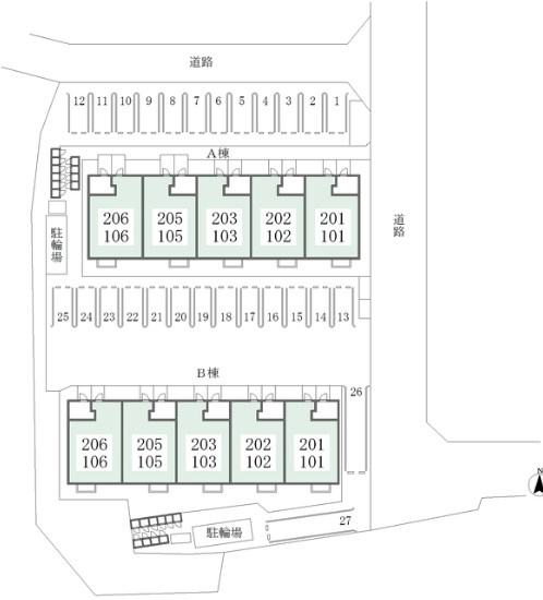 SKY　BLUE本館Aの区画図