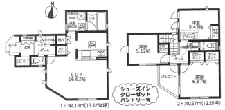 【間取り】 | 厚木市妻田北3丁目  2号棟 4期 | 網戸標準仕様　LDK16帖以上　屋根裏収納　パントリー　SIC　食洗機　浴室乾燥機+窓　浴室TV
