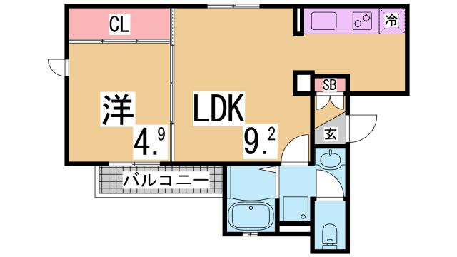 神戸市須磨区須磨寺町１丁目のアパートの間取り