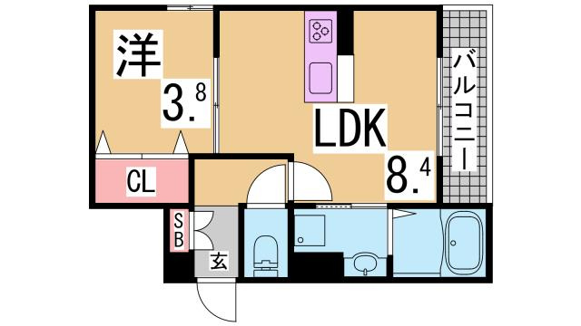 神戸市兵庫区芦原通４丁目のアパートの間取り