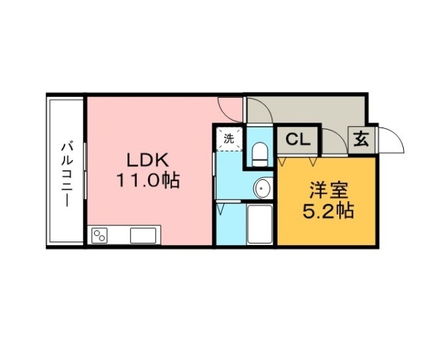 久留米市津福今町の賃貸マンションの間取り