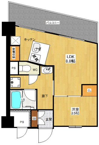 フクダ不動産八木駅前マンションの間取り|図面内の家具はレイアウト例です