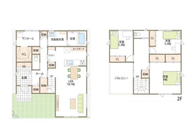 新築　高崎市上中居町　1号棟の間取り|建物面積35.56坪　収納スペースも充実のゆとりのある3LDK！