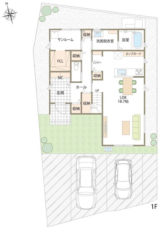 新築　高崎市上中居町　1号棟の区画図|区画図　南側接道幅員約4ｍ