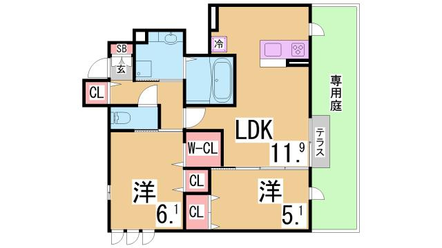 神戸市須磨区月見山町３丁目のアパートの間取り