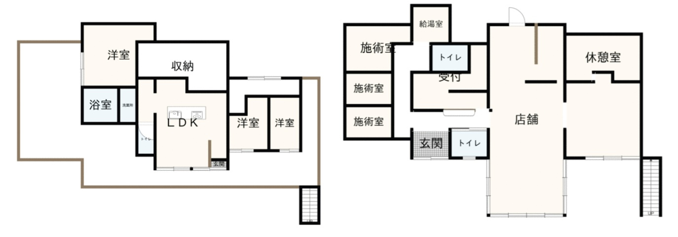 姫路市北新在家2丁目　店舗付住宅の間取り|1階店舗+3LDKです。