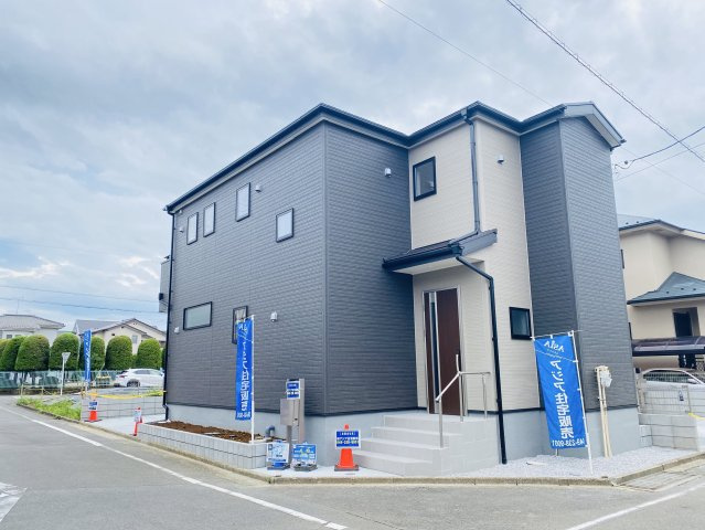 月々７万円台～　新築戸建　川越市かすみ野 第5の外観|現地（2025年6月）撮影　1号棟　完成しました♪
角地♪　前面道路：北側６ｍ公道、東側６ｍ公道
