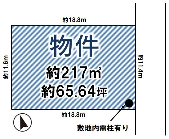 小山市犬塚の土地図|65坪の整形地です！
