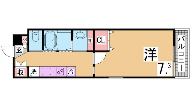 神戸市須磨区北町３丁目のハイツの間取り