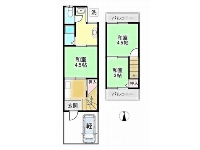【間取り】 | 山科区川田菱尾田　中古テラスハウス（賃貸オーナーチェンジ）
