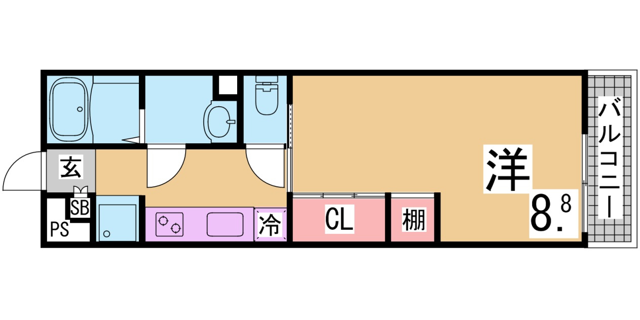 神戸市兵庫区矢部町の賃貸マンションの間取り