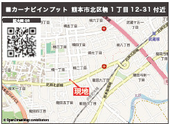 仲介手数料不要　KEIAIスターTERRACE北区楠２期【楡木小・楠中】の地図|カーナビ➡熊本市北区楠１丁目12-13