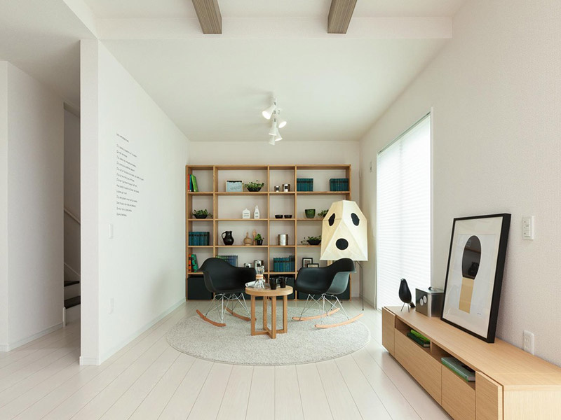 仲介手数料不要　KEIAIスターTERRACE菊池郡大津町２期【美咲野小・大津北中】の居間・リビング|【ワンルーム設計】暮らしやすい形は年を追うごとに変化していきます。子供の成長に沿っても変わってきます。それらの全てを叶えるために、リビングと一体化した続き間の洋室を配置。ご家族ごとに違う＋YOUを実現