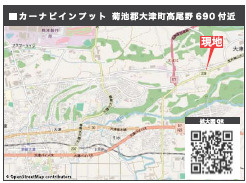 仲介手数料不要　KEIAIスターTERRACE菊池郡大津町２期【美咲野小・大津北中】の地図|カーナビ➡大津町高尾野690
