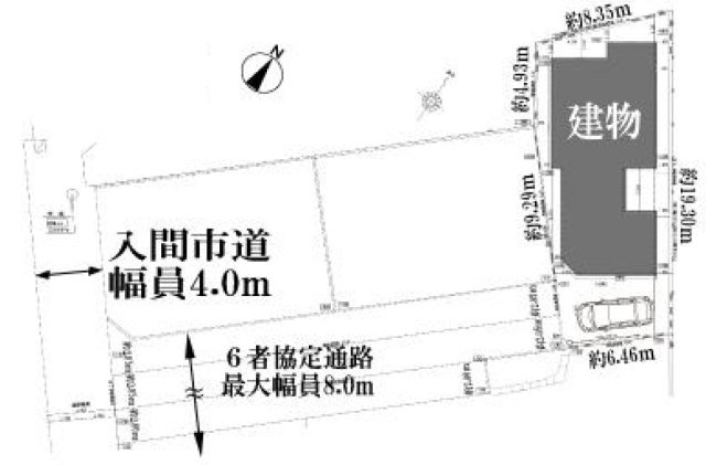 入間市高倉2丁目・全1棟　新築一戸建　～開放的な平屋設計～　の区画図|カースペース1台分。